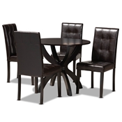 Baxton Studio Elira Modern and Contemporary Dark Brown Faux Leather Upholstered and Dark Brown Finished Wood 5-Piece Dining Set